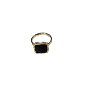 18K Gold Plated Stainless Steel Modern Minimal Ebony Ring | Size 8